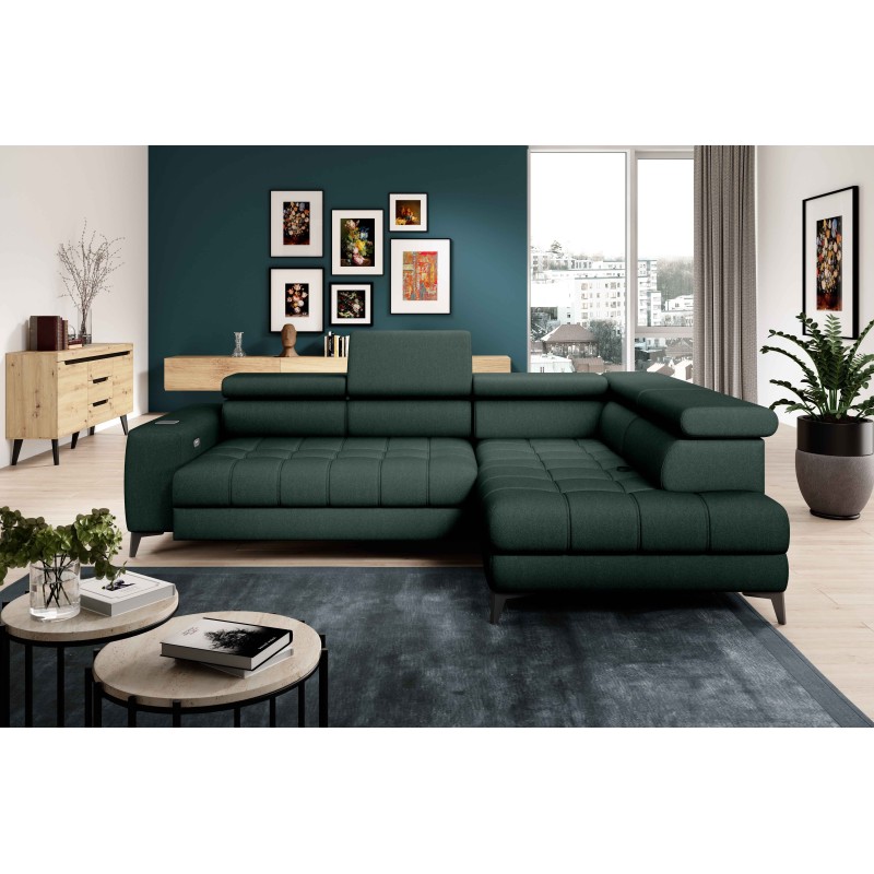 Narożnik BAGGIO Prawostronny z funkcją spania, wolnostojący tkanina LETTO 39 Ciemna Zieleń Narożnik BAGGIO Prawostronny z funkcją spania, wolnostojący tkanina LETTO 39 Ciemna Zieleń