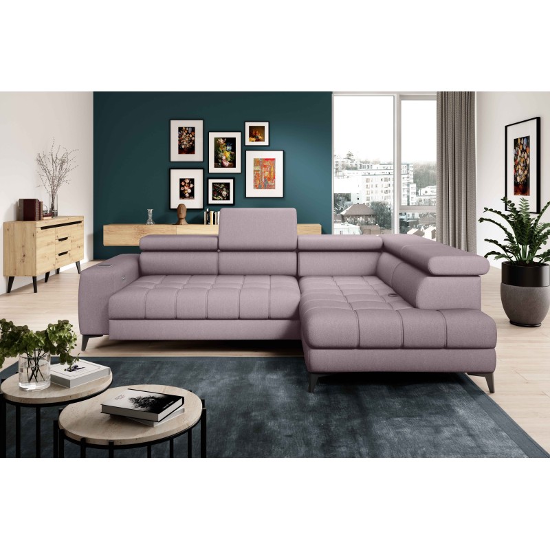 Narożnik BAGGIO Prawostronny z funkcją spania, wolnostojący tkanina LETTO 60 Pudrowy Róż Narożnik BAGGIO Prawostronny z funkcją spania, wolnostojący tkanina LETTO 60 Pudrowy Róż