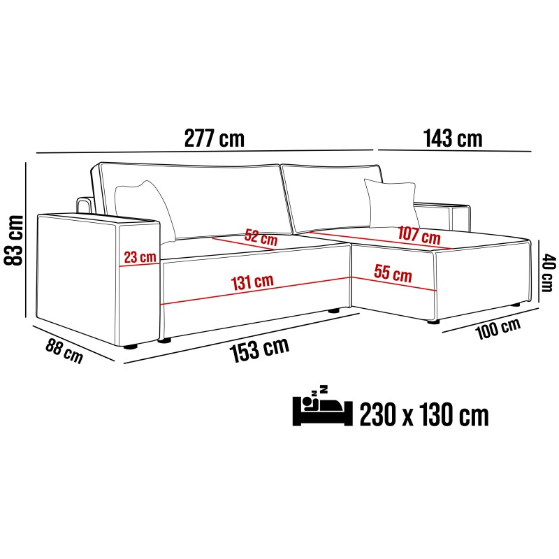 Narożnik POSO XL Lewostronny zestaw z poduszkami wolnostojący tkanina POSO 06