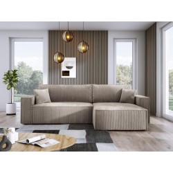 Narożnik POSO XL Prawostronny zestaw z poduszkami wolnostojący tkanina POSO 02