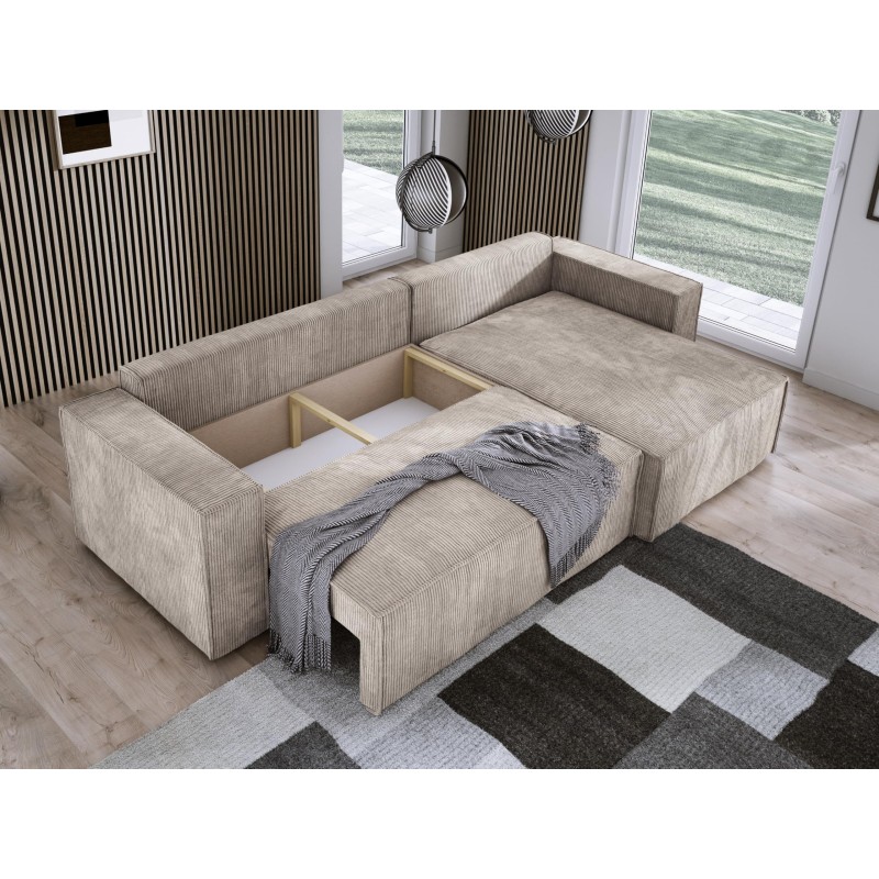 Narożnik POSO XL Prawostronny zestaw z poduszkami wolnostojący tkanina POSO 02