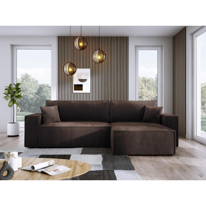 Narożnik POSO XL Prawostronny zestaw z poduszkami wolnostojący tkanina POSO 06