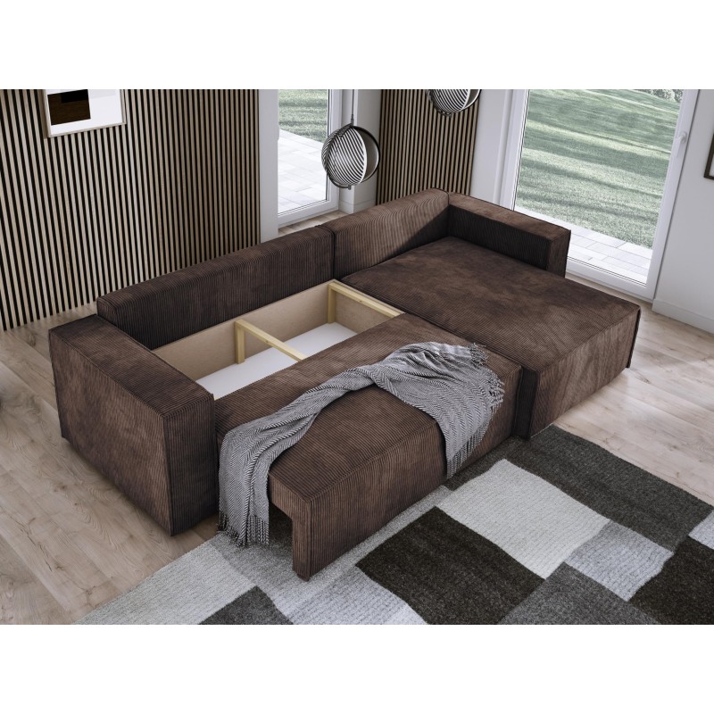 Narożnik POSO XL Prawostronny zestaw z poduszkami wolnostojący tkanina POSO 06