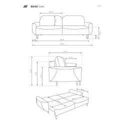 Sofa BOHO z funkcja spania i pojemnikiem SZARY PERFECT HARMONY 80 Sofa BOHO z funkcja spania i pojemnikiem SZARY PERFECT HARMONY 80
