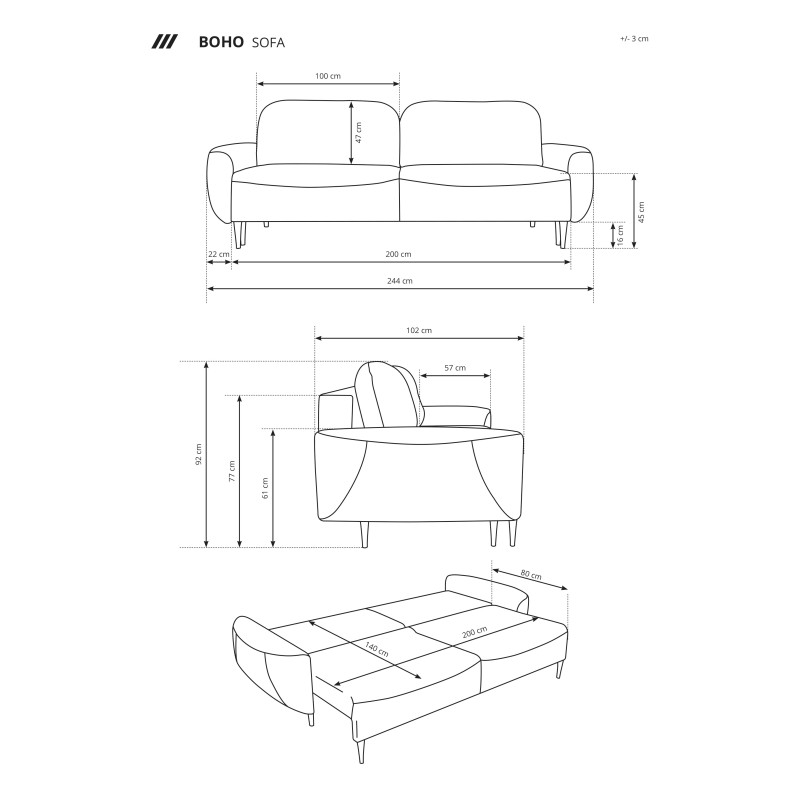Sofa BOHO z funkcja spania i pojemnikiem CIEMNY SZARY PERFECT HARMONY 82 Sofa BOHO z funkcja spania i pojemnikiem CIEMNY SZARY PERFECT HARMONY 82