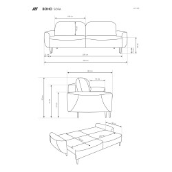Sofa BOHO z funkcja spania i pojemnikiem GRAFITOWY PERFECT HARMONY 90 Sofa BOHO z funkcja spania i pojemnikiem GRAFITOWY PERFECT HARMONY 90