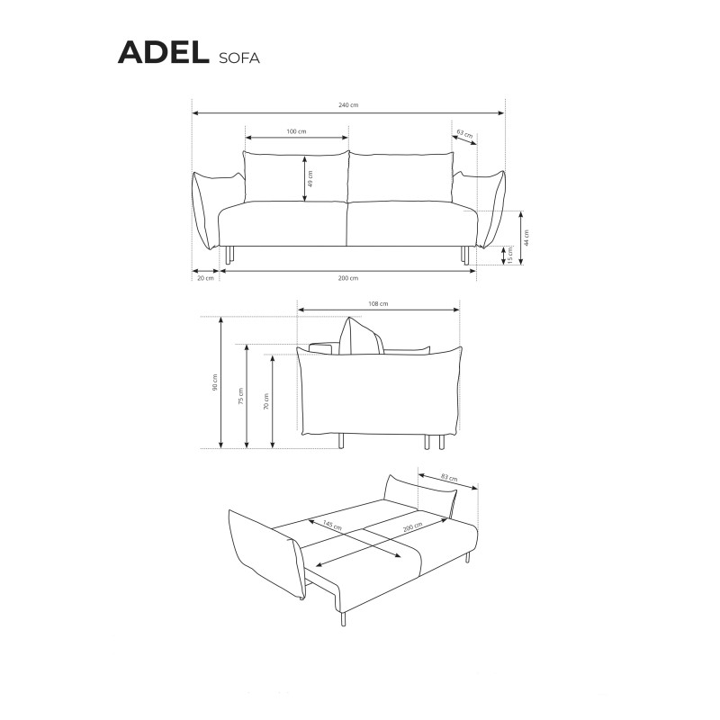 Sofa ADEL z funkcja spania i pojemnikiem ECRU OVER THE HORIZON 03 Sofa ADEL z funkcja spania i pojemnikiem ECRU OVER THE HORIZON 03