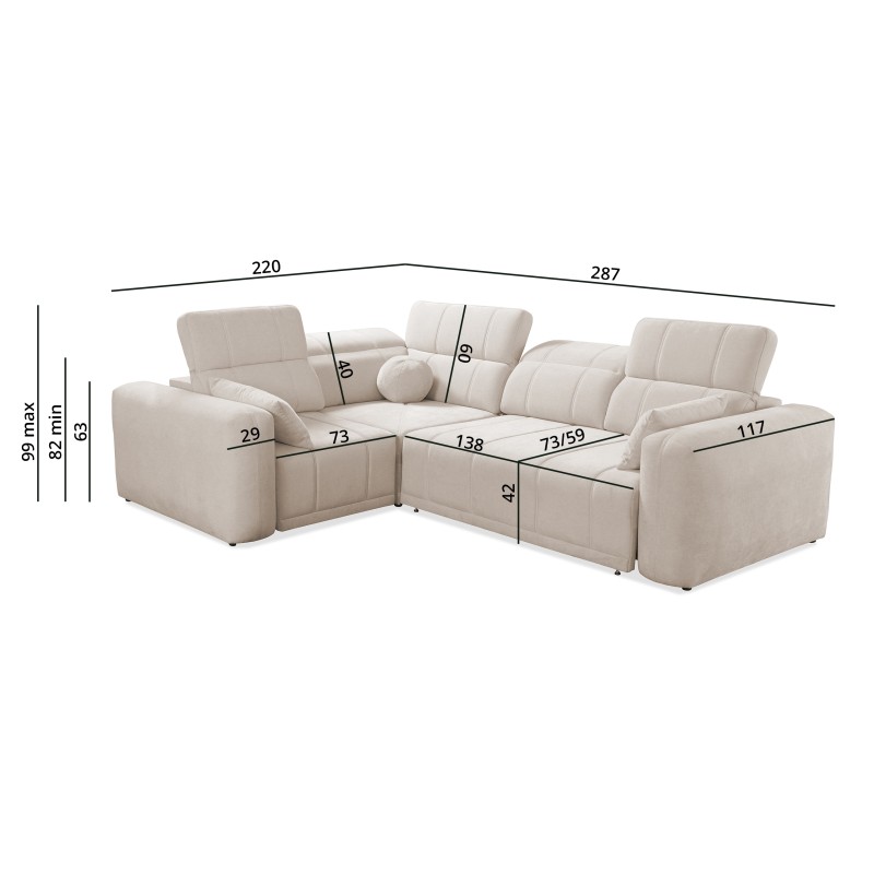 Narożnik Luxor II z funkcją spania tkanina Wind 02 Narożnik Luxor II z funkcją spania tkanina Wind 02