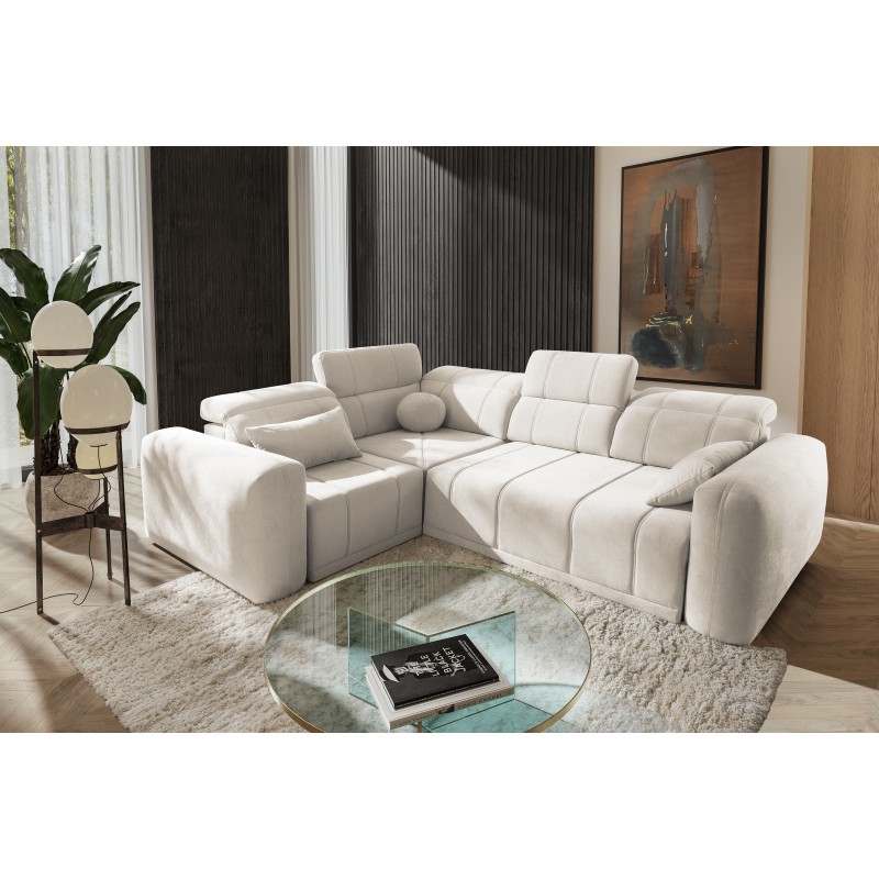 Luxor II corner sofa with sleeping function Plecionka, Wind 02 - comfort and elegance in one