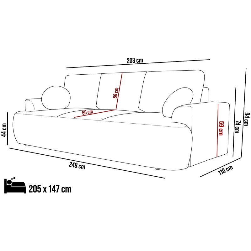 Sofa VELO z funkcja spania i pojemnikiem CIEMNY SZARY CORAL 80 Sofa VELO z funkcja spania i pojemnikiem CIEMNY SZARY CORAL 80