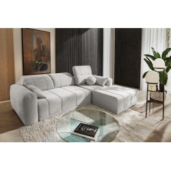 Sofá esquinero Luxor I con función de cama en tela Plecionka, Wind 84 - Lujo y comodidad en tu salón