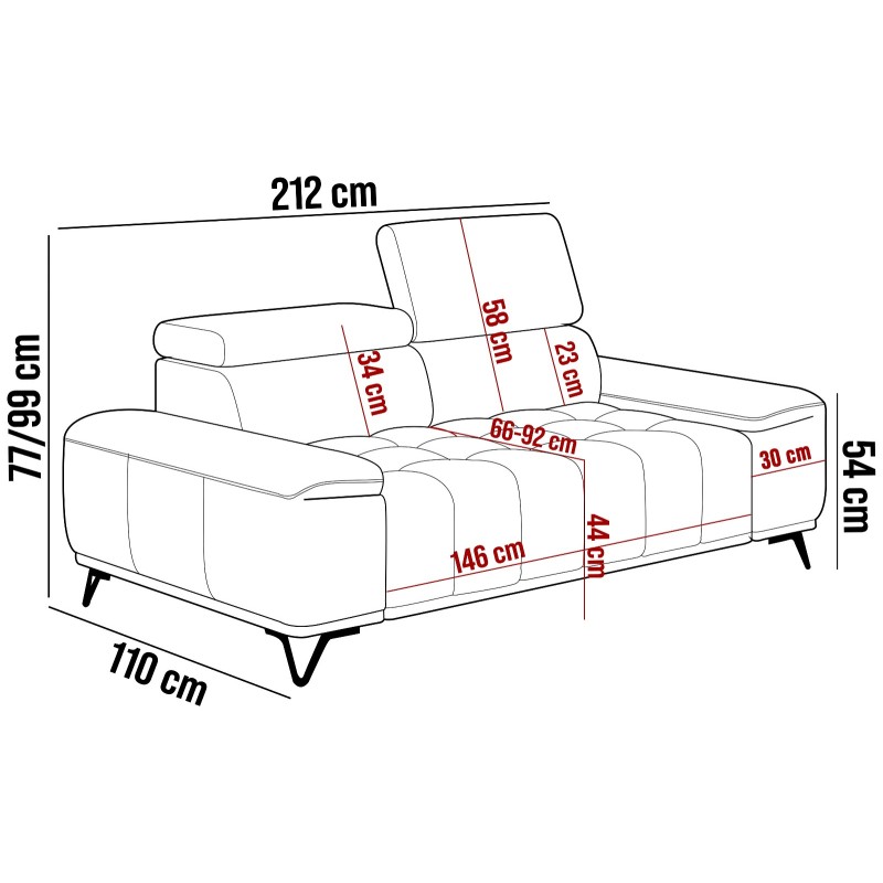 Sofa PALLADIO 3 osobowa z elektrycznym systemem rozkładania siedziska regulowane zagłówki MONOLITH 97 Sofa PALLADIO 3 osobowa z elektrycznym systemem rozkładania siedziska regulowane zagłówki MONOLITH 97