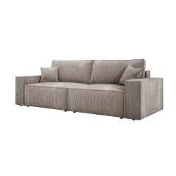 Kanapa KASJO Uniny Sofo-Narożnik z funkcją spania i poduszkami, 2x pojemnik POSO 002 Cappucino DOMOHOME
