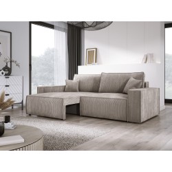 Kanapa KASJO Uniny Sofo-Narożnik z funkcją spania i poduszkami, 2x pojemnik POSO 002 Cappucino DOMOHOME Kanapa KASJO Uniny Sofo-Narożnik z funkcją spania i poduszkami, 2x pojemnik POSO 002 Cappucino DOMOHOME