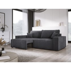 Kanapa KASJO Uniny Sofo-Narożnik z funkcją spania i poduszkami, 2x pojemnik POSO 034 Antracytowy DOMOHOME Kanapa KASJO Uniny Sofo-Narożnik z funkcją spania i poduszkami, 2x pojemnik POSO 034 Antracytowy DOMOHOME