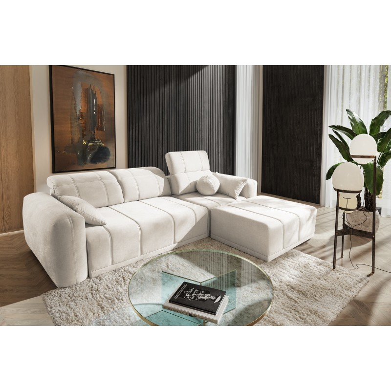 Luxor I corner sofa with a sleeping function in Plecionka fabric, Wind 02 - Luxury and comfort in your living room