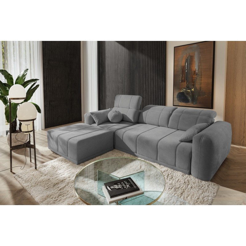 Luxor I Corner Sofa with Sleeping Function in Plecionka Fabric, Wind 90 - Luxury and Comfort in Your Living Room