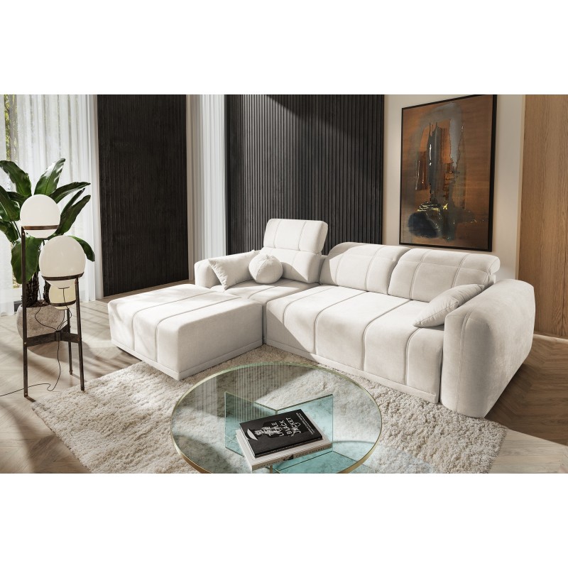 Luxor I corner sofa with a sleeping function in Plecionka fabric, Wind 02 - Luxury and comfort in your living room