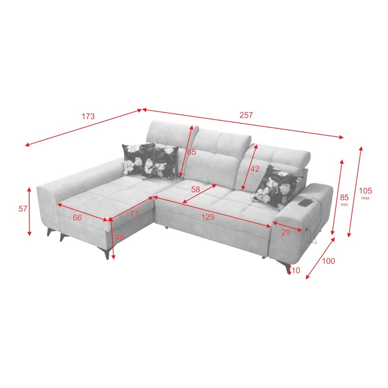 Ascot I corner sofa with a sleeping function and USB port | Furniture with a timeless style Ascot I corner sofa with a sleeping function and USB port | Furniture with a timeless style