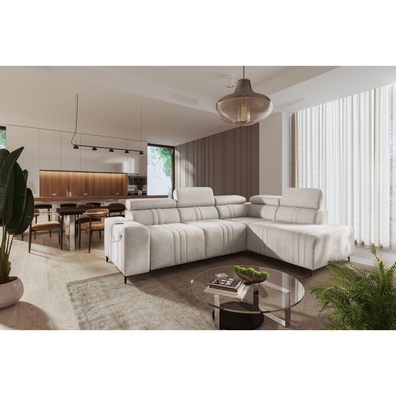 Verona VII Corner Sofa with Sleeping Function in Velvet Fabric, Vena 9 – Elegance and Functionality Verona VII Corner Sofa with Sleeping Function in Velvet Fabric, Vena 9 – Elegance and Functionality