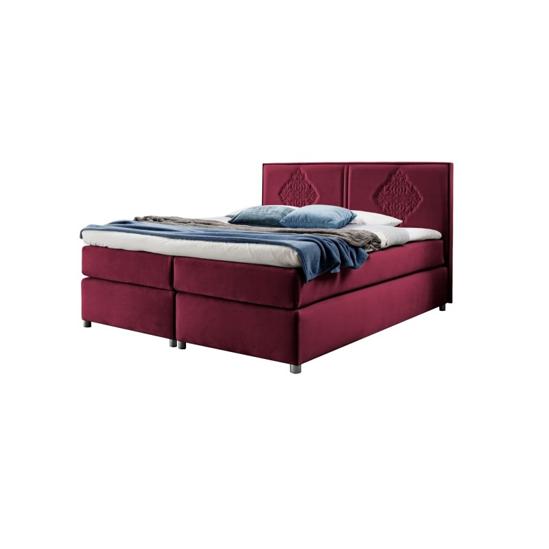 Łóżko kontynentalne Line z ozdobnymi przeszyciami tkanina Riviera 61