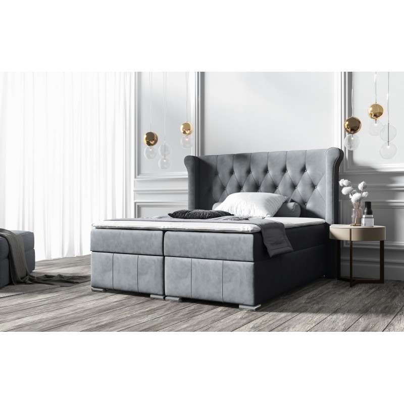 Łóżko kontynentalne Simo z pojemnikiem na pościel tkanina nan, Mat velvet 99 – komfort i elegancja w Twojej sypialni.