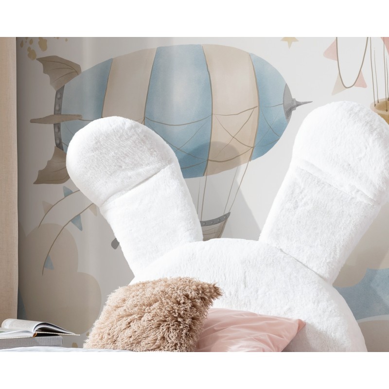 Łóżko dziecience króliczek z pojemnikiem na pościel, Pufy oraz stoliczek w tkaninie Bunny 203.01 Łóżko dziecience króliczek z pojemnikiem na pościel, Pufy oraz stoliczek w tkaninie Bunny 203.01