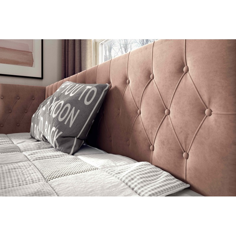 Łóżko Modena III ozdobne pikowania zagłowia guzikami w tkaninie Fresh 11 + Soft 17 Łóżko Modena III ozdobne pikowania zagłowia guzikami w tkaninie Fresh 11 + Soft 17