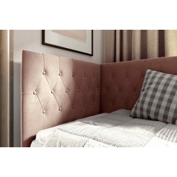 Łóżko Modena III ozdobne pikowania zagłowia guzikami w tkaninie Fresh 11 + Soft 17 Łóżko Modena III ozdobne pikowania zagłowia guzikami w tkaninie Fresh 11 + Soft 17