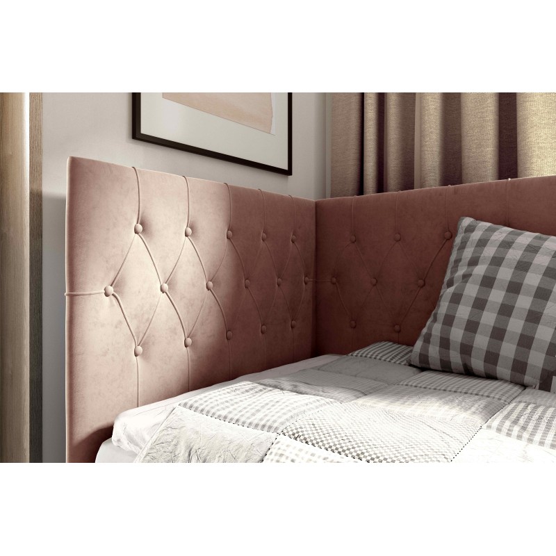 Łóżko Modena III ozdobne pikowania zagłowia guzikami w tkaninie Fresh 11 + Soft 17 Łóżko Modena III ozdobne pikowania zagłowia guzikami w tkaninie Fresh 11 + Soft 17