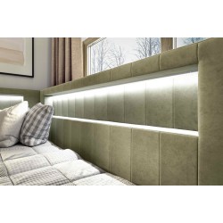 Łóżko Niva III z oświetleniem led oraz pojemnikiem na pościel w tkaninie Fresh 08 Łóżko Niva III z oświetleniem led oraz pojemnikiem na pościel w tkaninie Fresh 08