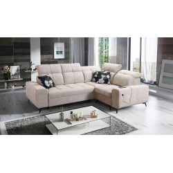 Ascot II Corner Sofa with Sleeping Function, USB Port, and Adjustable Headrests in Velvet, Wave 2 | Your Furniture Brand