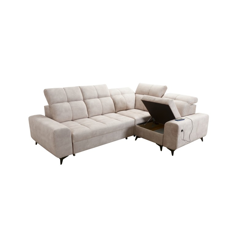 Ascot II Corner Sofa with Sleeping Function, USB Port, and Adjustable Headrests in Velvet, Wave 2 | Your Furniture Brand Ascot II Corner Sofa with Sleeping Function, USB Port, and Adjustable Headrests in Velvet, Wave 2 | Your Furniture Brand