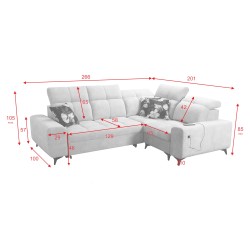 Ascot II Corner Sofa with Sleeping Function, USB Port, and Adjustable Headrests in Velvet, Wave 2 | Your Furniture Brand Ascot II Corner Sofa with Sleeping Function, USB Port, and Adjustable Headrests in Velvet, Wave 2 | Your Furniture Brand