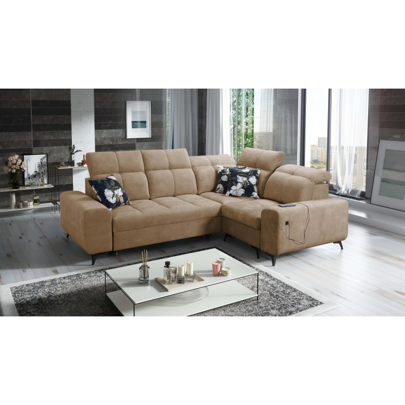 Ascot II Corner Sofa with Sleeping Function, USB Port, and Adjustable Headrests in Velvet, Wave 4 | Your Furniture Brand Ascot II Corner Sofa with Sleeping Function, USB Port, and Adjustable Headrests in Velvet, Wave 4 | Your Furniture Brand