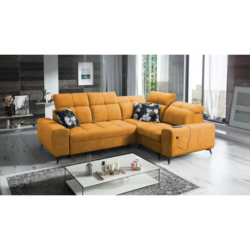 Ascot II Corner Sofa with Sleeping Function, USB Port, and Adjustable Headrests in Velvet, Wave 5 | Your Furniture Brand Ascot II Corner Sofa with Sleeping Function, USB Port, and Adjustable Headrests in Velvet, Wave 5 | Your Furniture Brand