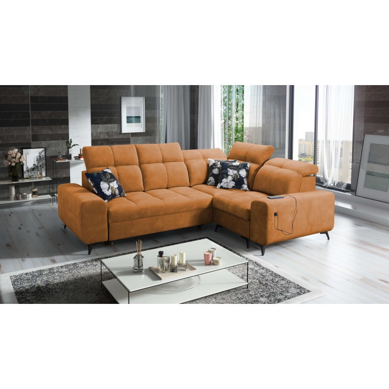 Ascot II Corner Sofa with Sleeping Function, USB Port, and Adjustable Headrests Velvet, Wave 6 | Your Furniture Brand Ascot II Corner Sofa with Sleeping Function, USB Port, and Adjustable Headrests Velvet, Wave 6 | Your Furniture Brand