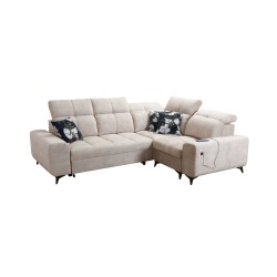 Ascot II Corner Sofa with Sleeping Function, USB Port, and Adjustable Headrests in Velvet, Wave 11 | Your Furniture Brand Ascot II Corner Sofa with Sleeping Function, USB Port, and Adjustable Headrests in Velvet, Wave 11 | Your Furniture Brand