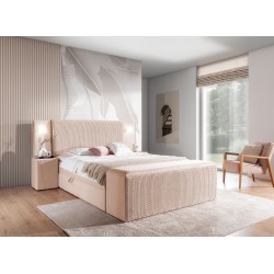 Łóżko kontynentalne Noxar z sensorycznym oświetleniem w tkaninie Magic velvet 2244 + Delux 2244 Łóżko kontynentalne Noxar z sensorycznym oświetleniem w tkaninie Magic velvet 2244 + Delux 2244