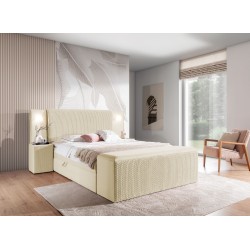 Łóżko kontynentalne Noxar z sensorycznym oświetleniem w tkaninie Magic velvet 2250 + Delux 2250