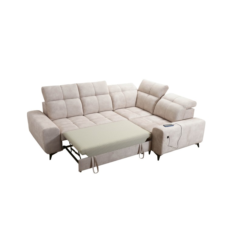 Ascot II Corner Sofa with Sleeping Function, USB Port, and Adjustable Headrests, Velour, Wave 12 | Your Furniture Brand Ascot II Corner Sofa with Sleeping Function, USB Port, and Adjustable Headrests, Velour, Wave 12 | Your Furniture Brand