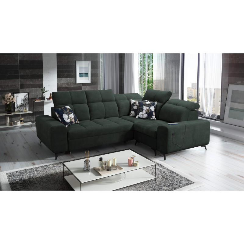 Ascot II Corner Sofa with Sleeping Function, USB Port, and Adjustable Headrests, Velour, Wave 12 | Your Furniture Brand Ascot II Corner Sofa with Sleeping Function, USB Port, and Adjustable Headrests, Velour, Wave 12 | Your Furniture Brand