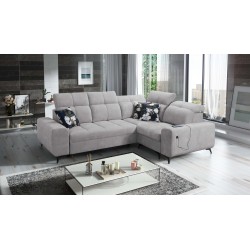 Ascot II Corner Sofa with Sleeping Function, USB Port, and Adjustable Headrests Velvet, Wave 15 | Your Furniture Brand