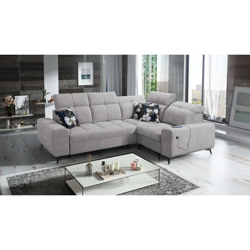 Ascot II Corner Sofa with Sleeping Function, USB Port, and Adjustable Headrests Velvet, Wave 15 | Your Furniture Brand Ascot II Corner Sofa with Sleeping Function, USB Port, and Adjustable Headrests Velvet, Wave 15 | Your Furniture Brand