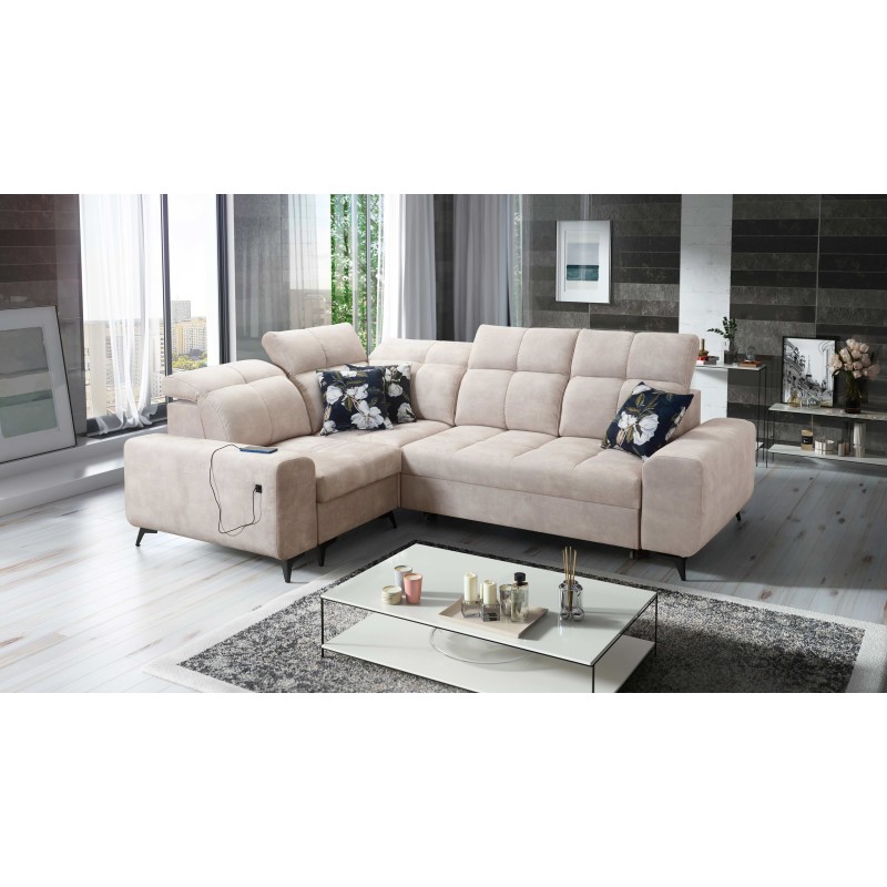 Ascot II Corner Sofa with Sleeping Function, USB Port, and Adjustable Headrests in Velvet, Wave 2 | Your Furniture Brand Ascot II Corner Sofa with Sleeping Function, USB Port, and Adjustable Headrests in Velvet, Wave 2 | Your Furniture Brand