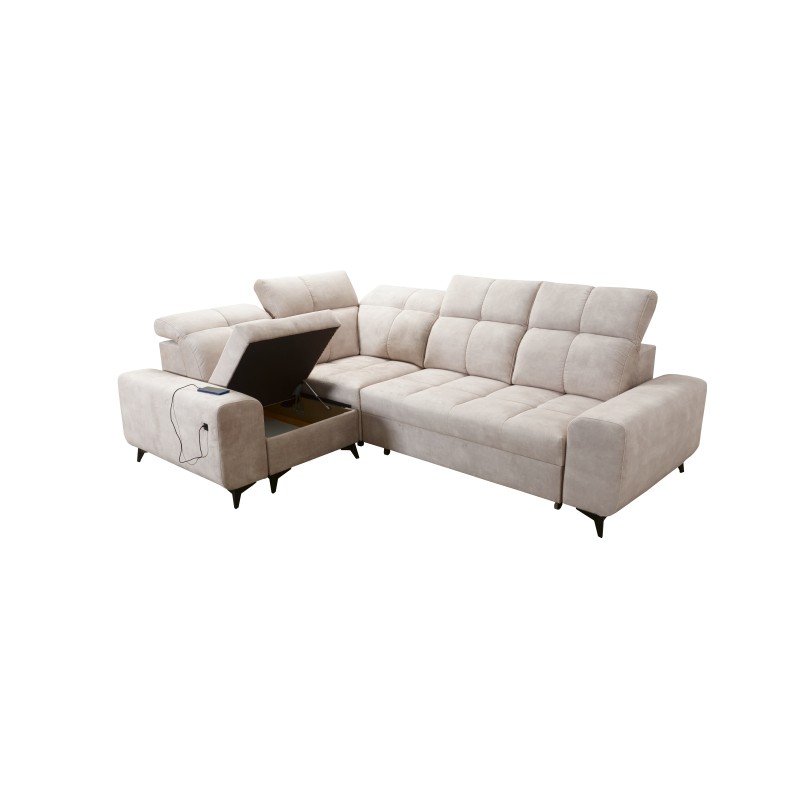 Ascot II Corner Sofa with Sleeping Function, USB Port, and Adjustable Headrests in Velvet, Wave 2 | Your Furniture Brand Ascot II Corner Sofa with Sleeping Function, USB Port, and Adjustable Headrests in Velvet, Wave 2 | Your Furniture Brand