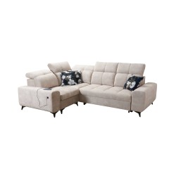 Ascot II Corner Sofa with Sleeping Function, USB Port, and Adjustable Headrests in Velvet, Wave 2 | Your Furniture Brand Ascot II Corner Sofa with Sleeping Function, USB Port, and Adjustable Headrests in Velvet, Wave 2 | Your Furniture Brand