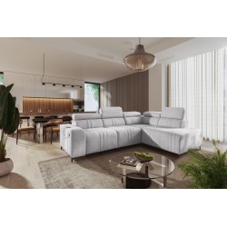 Verona VII corner sofa with a sleeping function in Velvet fabric, Vena 3 – elegance and functionality