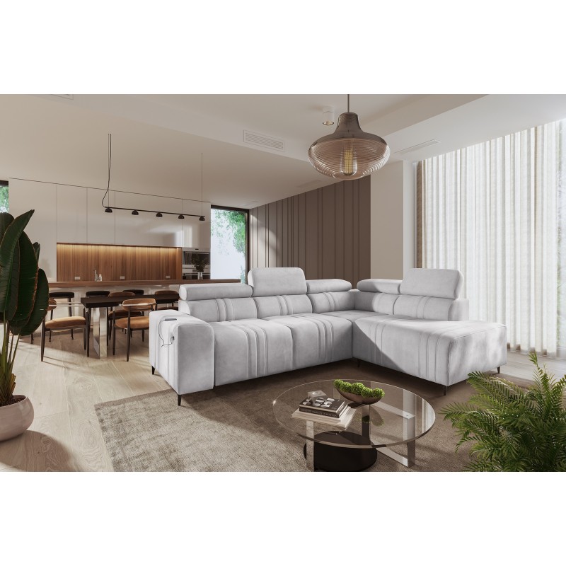 Verona VII corner sofa with a sleeping function in Velvet fabric, Vena 3 – elegance and functionality Verona VII corner sofa with a sleeping function in Velvet fabric, Vena 3 – elegance and functionality