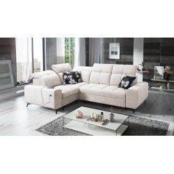 Ascot II corner sofa with a sleeping function, USB port, and adjustable headrests in Velvet, Wave 1 | Your furniture brand